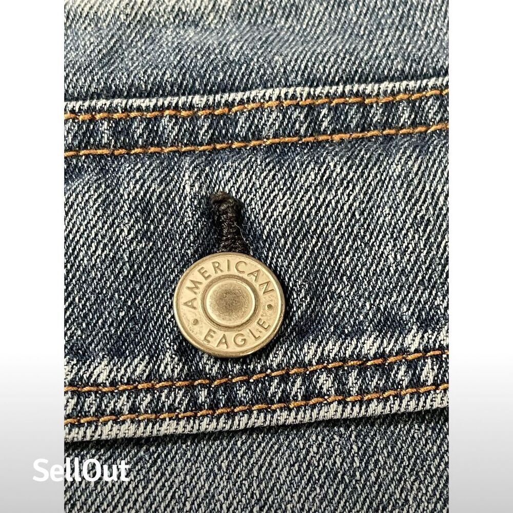 American Eagle Women's Size 00 Blue Denim Mini Skirt Distressed (sku389) - Picture 5 of 12